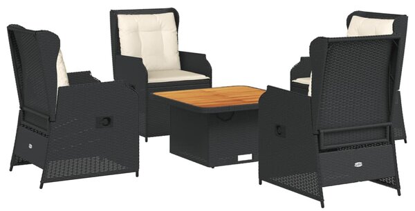 5 részes fekete polyrattan kerti ülőgarnitúra párnákkal