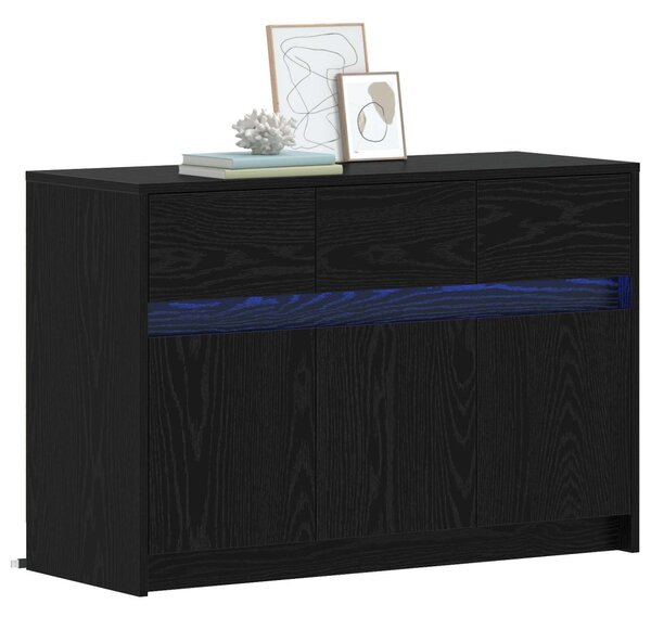 TV szekrény 91 x 34 x 61 cm Fekete Tölgy Szerelt Fa