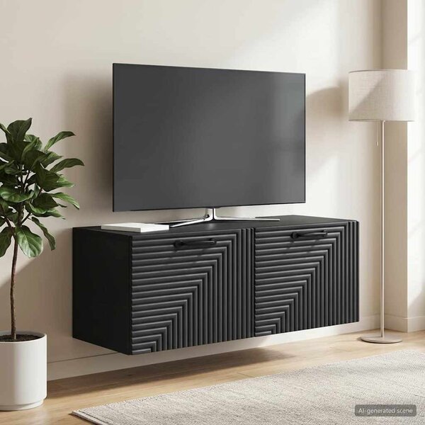 Fali TV szekrény Fekete 78,5 x 31 x 30 cm Szerelt Fa
