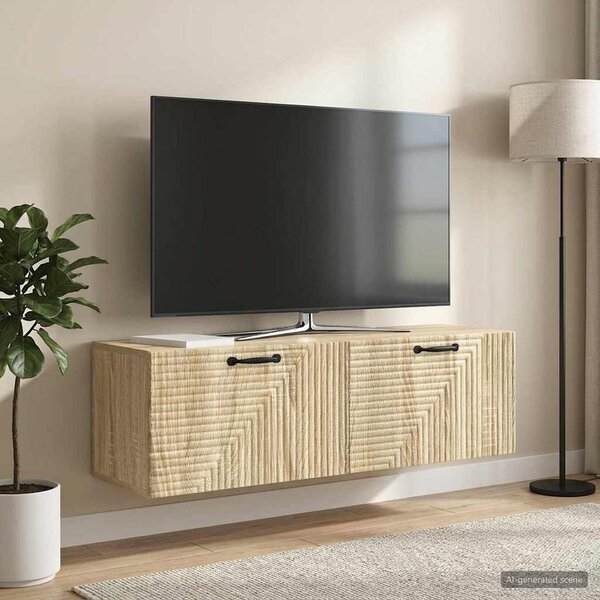 Fali TV szekrény Sonoma Tölgy 98 x 31 x 30 cm Szerelt Fa