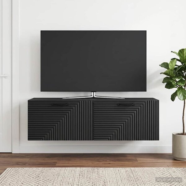Fali TV szekrény Fekete 98 x 31 x 30 cm Szerelt Fa