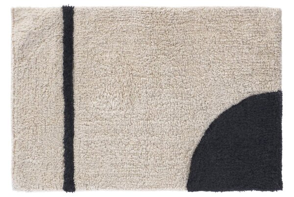 Bézs fekete pamut fürdőszőnyeg Kave Home Maica II., 40 x 60 cm