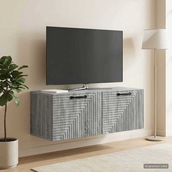 Fali TV szekrény Szürke Sonoma 78,5 x 31 x 30 cm Szerelt Fa