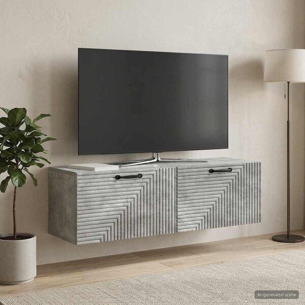 Fali TV szekrény Betonszürke 98 x 31 x 30 cm Szerelt Fa