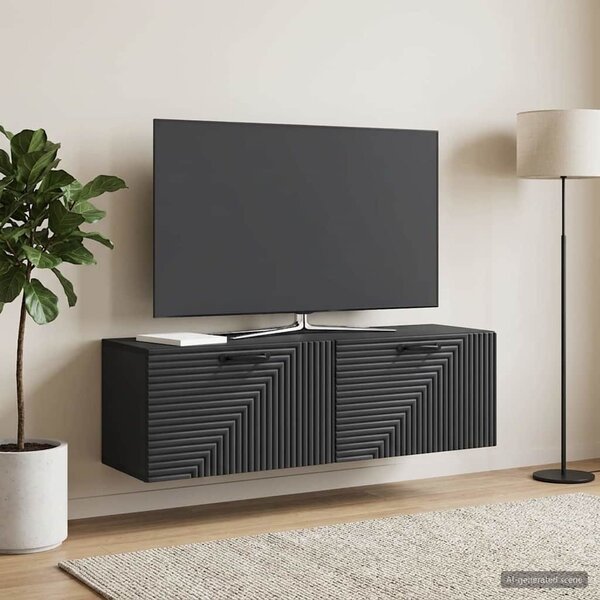 Fali TV szekrény Fekete 98 x 31 x 30 cm Szerelt Fa