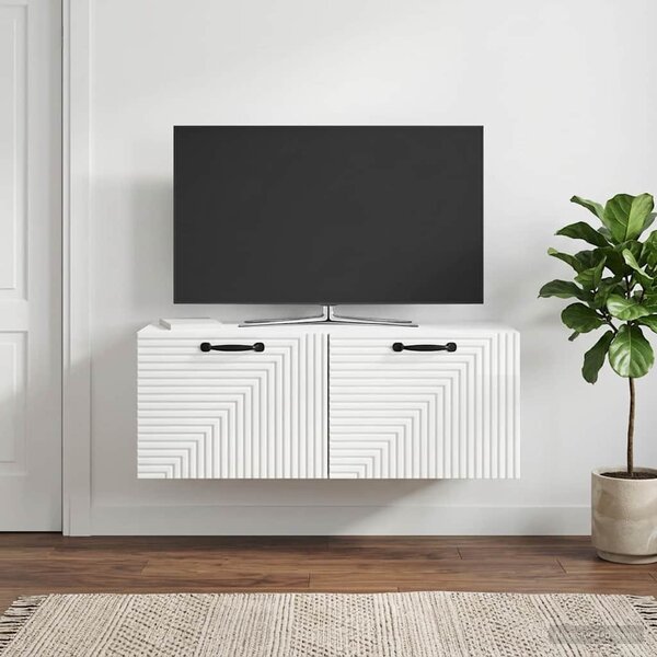 Fali TV szekrény Magasfényű Fehér 78,5 x 31 x 30 cm Szerelt Fa
