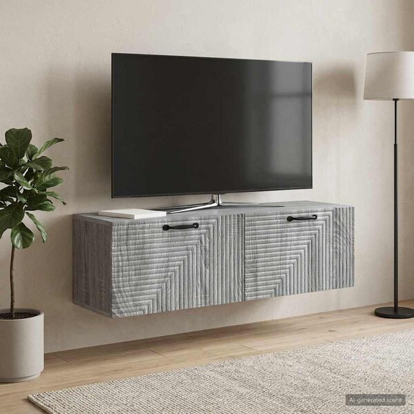 Fali TV szekrény Szürke Sonoma 98 x 31 x 30 cm Szerelt Fa
