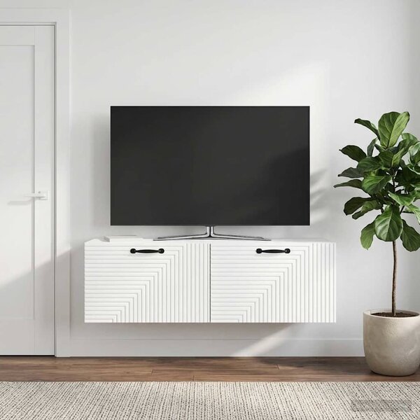 Fali TV szekrény Magasfényű Fehér 98 x 31 x 30 cm Szerelt Fa