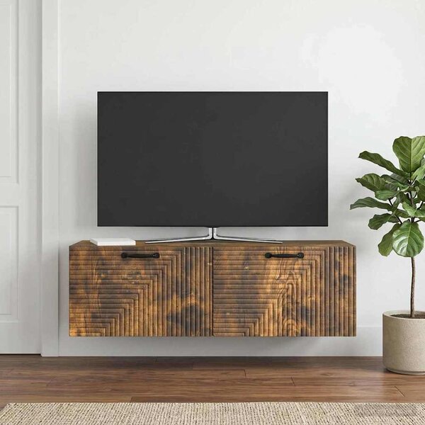 Fali TV szekrény Füstös Tölgy 98 x 31 x 30 cm Szerelt Fa