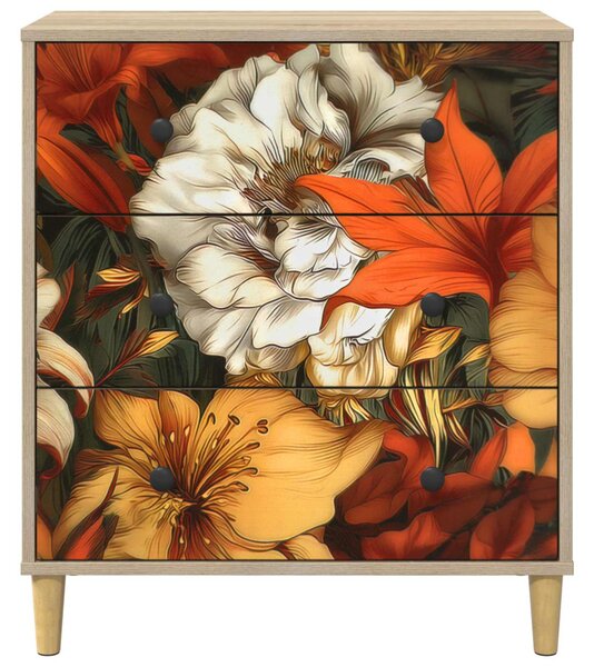 Fiókos szekrény GENNEP Liliom minta 66 x 36,5 x 75 cm Sonoma