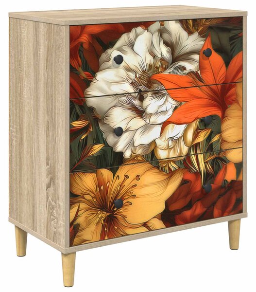 Fiókos szekrény GENNEP Liliom minta 66 x 36,5 x 75 cm Sonoma