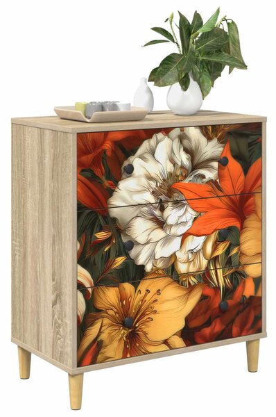 Fiókos szekrény GENNEP Liliom minta 66 x 36,5 x 75 cm Sonoma
