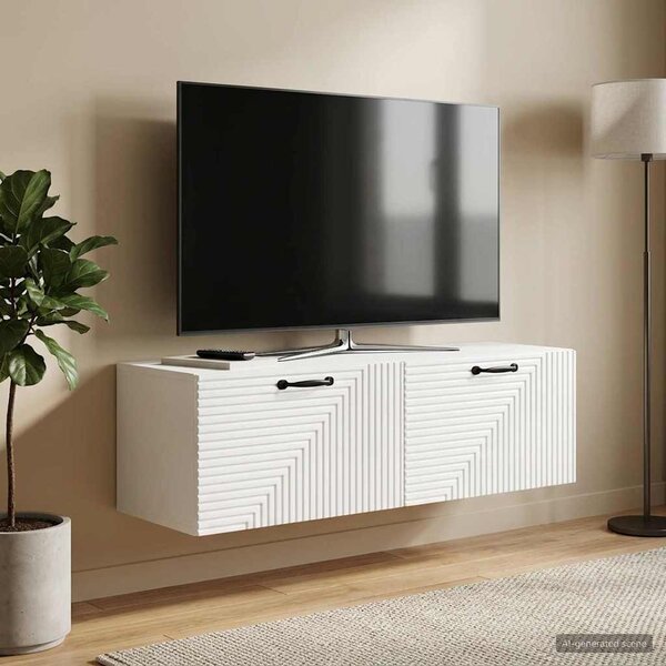 Fali TV szekrény Magasfényű Fehér 98 x 31 x 30 cm Szerelt Fa