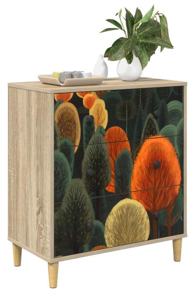 Fiókos szekrény ZAANDAM Erdő minta 66 x 36,5 x 75 cm Szerelt Fa