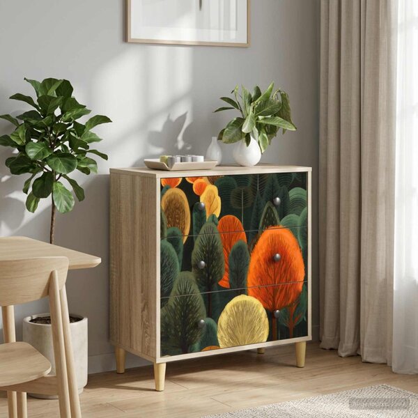Fiókos szekrény ZAANDAM Erdő minta 66 x 36,5 x 75 cm Szerelt Fa