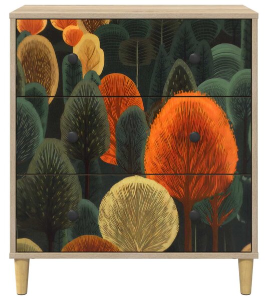 Fiókos szekrény ZAANDAM Erdő minta 66 x 36,5 x 75 cm Szerelt Fa