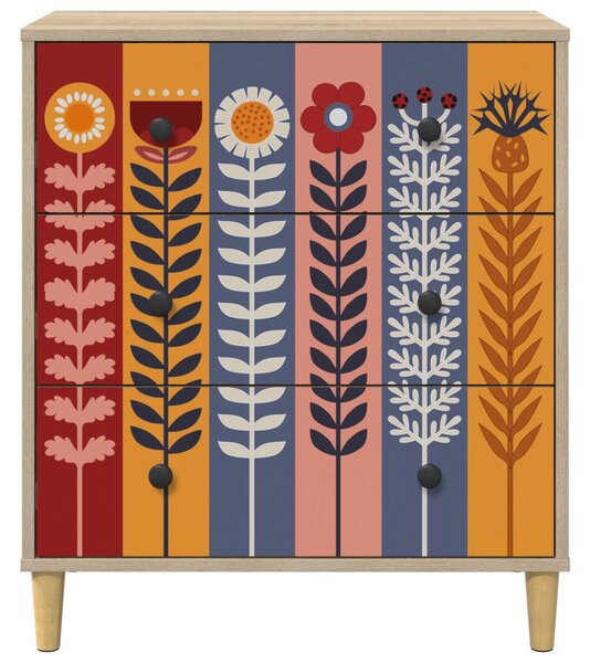 Fiókos szekrény ESSEN Napraforgó mintával 66 x 36,5 x 75 cm