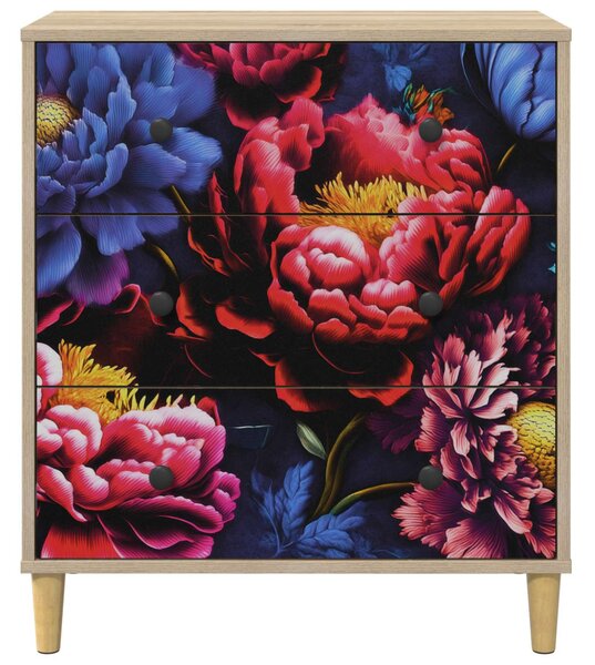 Fiókos szekrény KIEL Sötét peónia minta 66 x 36,5 x 75 cm