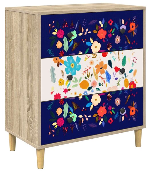 Fiókos szekrény MAINZ Virágos minta 66 x 36,5 x 75 cm Sonoma