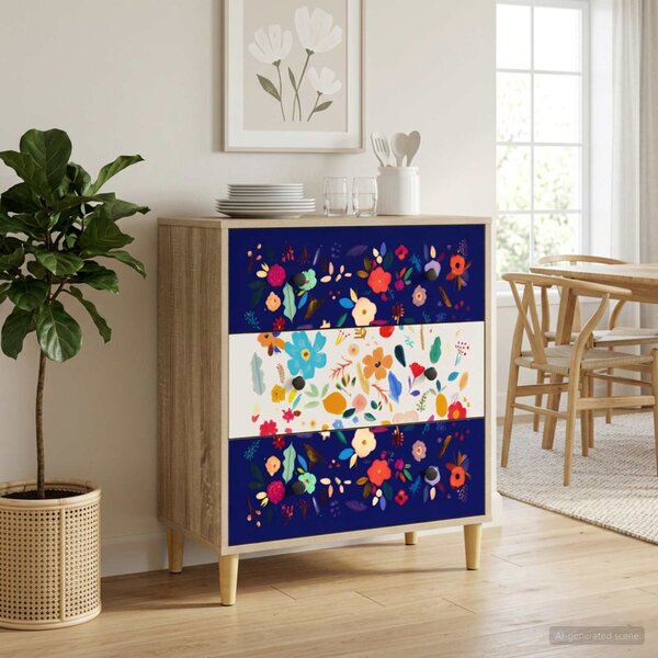 Fiókos szekrény MAINZ Virágos minta 66 x 36,5 x 75 cm Sonoma