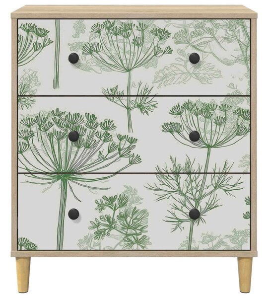 Fiókos szekrény GOTHA Zöld fafestmény 66 x 36,5 x 75 cm Sonoma