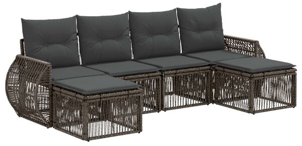 Kerti Kanapé Szett 6 db Szürke és sötétszürke polirattan