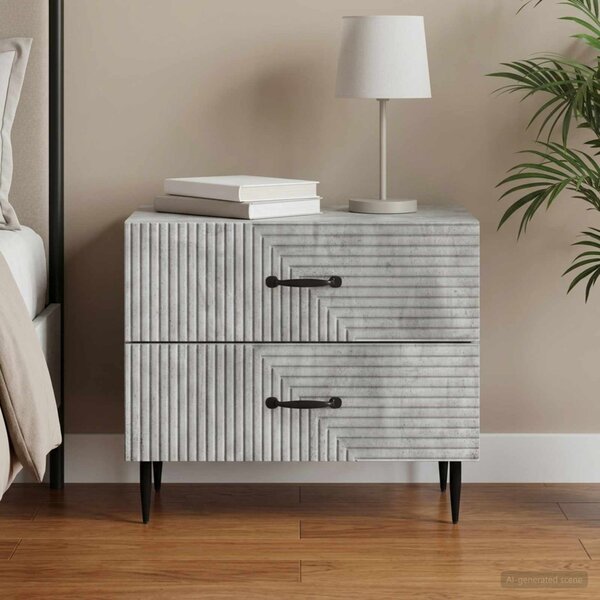 Éjjeliszekrény Betonszürke 62 x 34,5 x 47,5 cm Szerelt Fa