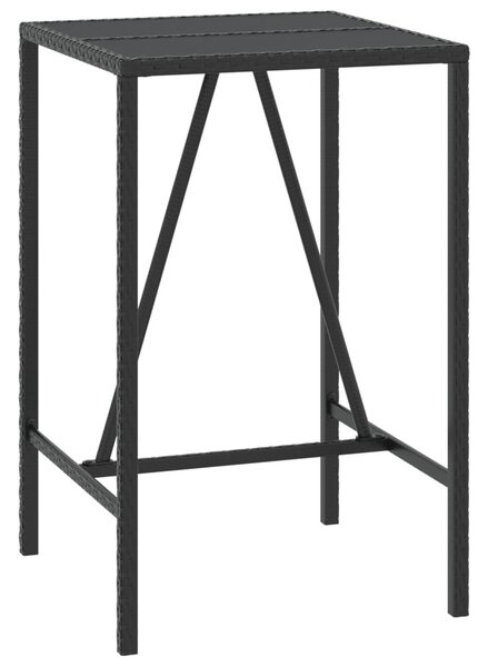 3 részes fekete polyrattan kerti bárszett párnával
