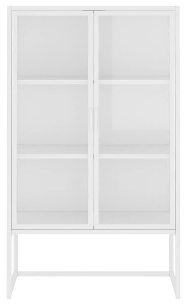 Fehér acél és edzett üveg magasszekrény 80 x 35 x 135 cm
