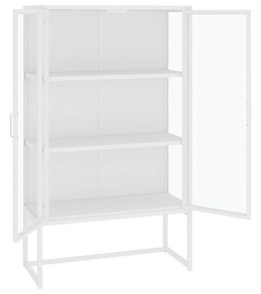 Fehér acél és edzett üveg magasszekrény 80 x 35 x 135 cm