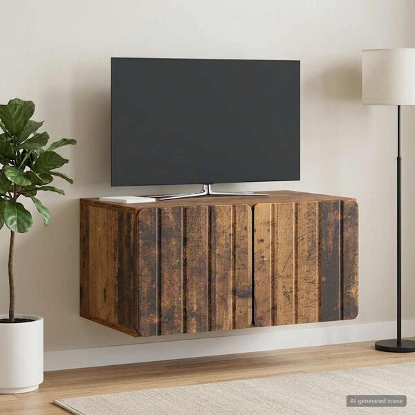 Fali TV szekrény 59,5 x 41 x 30 cm Antik Fa Szerelt Fa