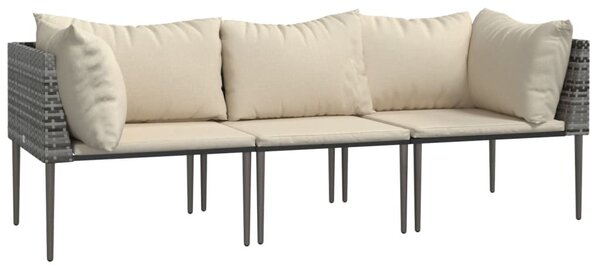 3 részes szürke polyrattan kerti ülőgarnitúra párnákkal