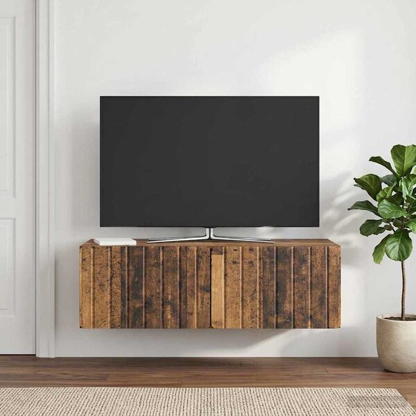 Fali TV szekrény 98 x 41 x 30 cm Antik Fa Szerelt Fa