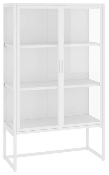 Fehér acél és edzett üveg magasszekrény 80 x 35 x 135 cm
