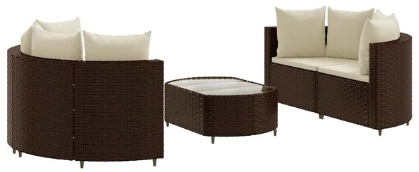 5 részes barna polyrattan kerti ülőgarnitúra párnával