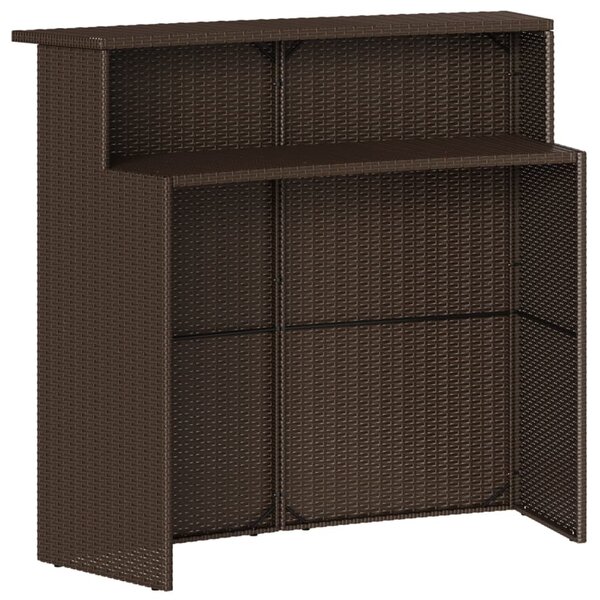 5 részes barna polyrattan kerti bárszett párnákkal