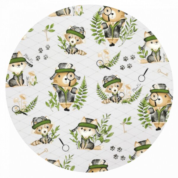 Baby Shop pamut,gumis lepedő 60*120 cm - Természetes nyomozók szürke