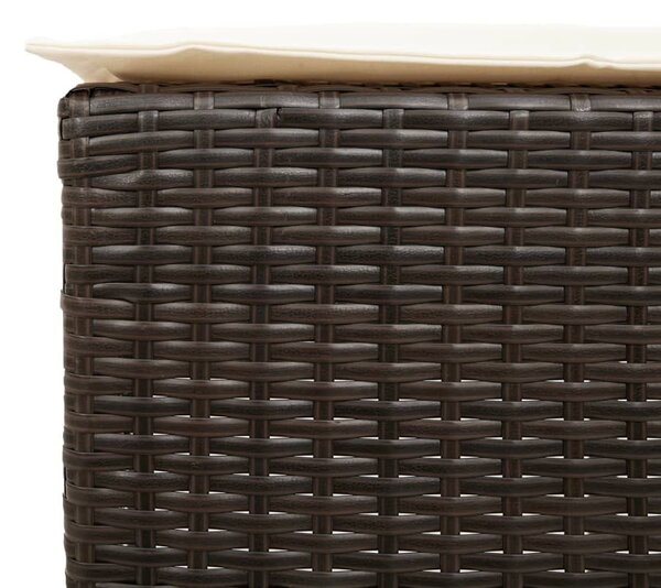 5 részes barna polyrattan kerti bárszett párnákkal