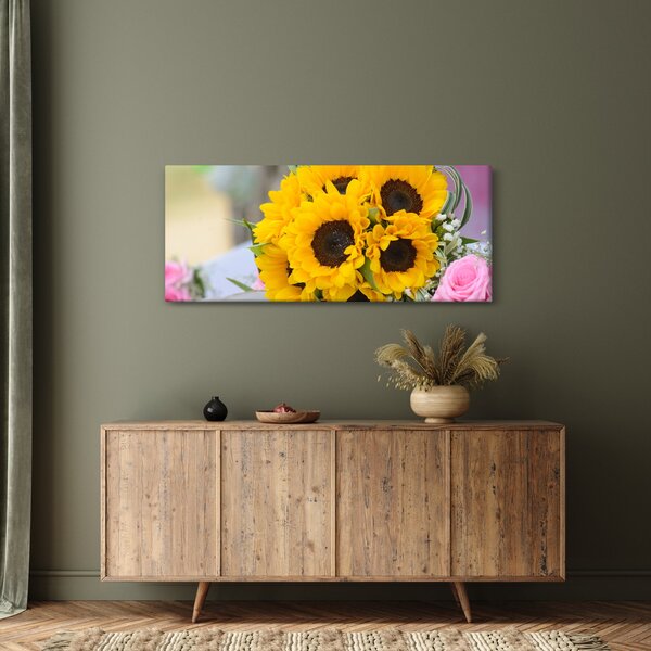 Napraforgós esküvői csokor képe (120x50 cm)