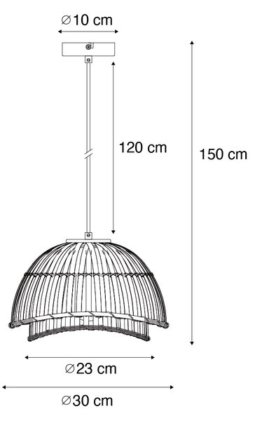 Keleti függőlámpa fekete bambusz 30 cm - Pua