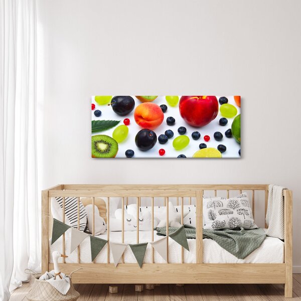 Vízcseppekkel ellátott gyümölcs képe (120x50 cm)