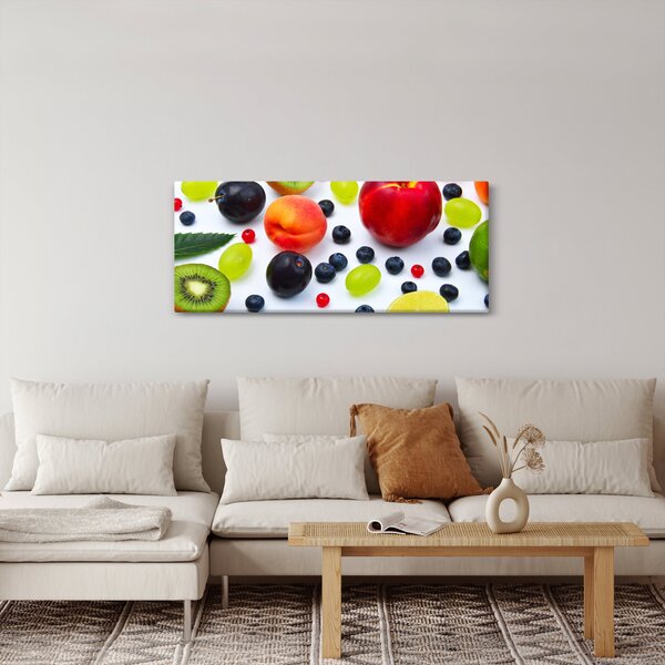 Vízcseppekkel ellátott gyümölcs képe (120x50 cm)