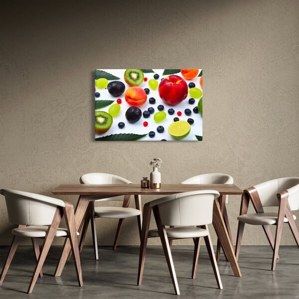 Vízcseppekkel ellátott gyümölcs képe (90x60 cm)