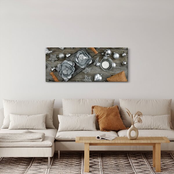 Kép - ezüst karácsonyi dekoráció (120x50 cm)