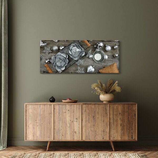 Kép - ezüst karácsonyi dekoráció (120x50 cm)