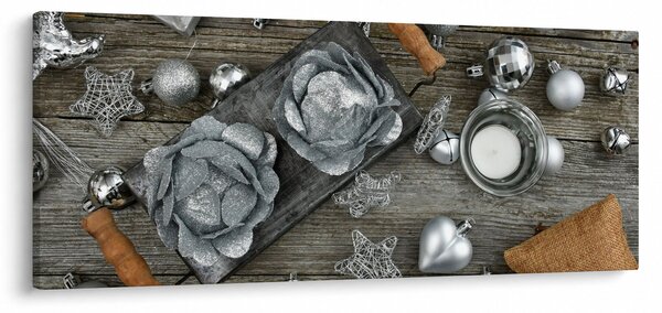 Kép - ezüst karácsonyi dekoráció (120x50 cm)