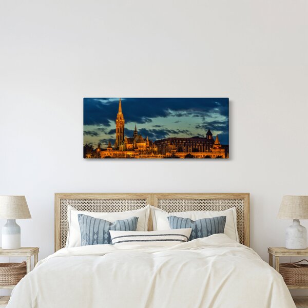Kivilágított épületek képe (120x50 cm)