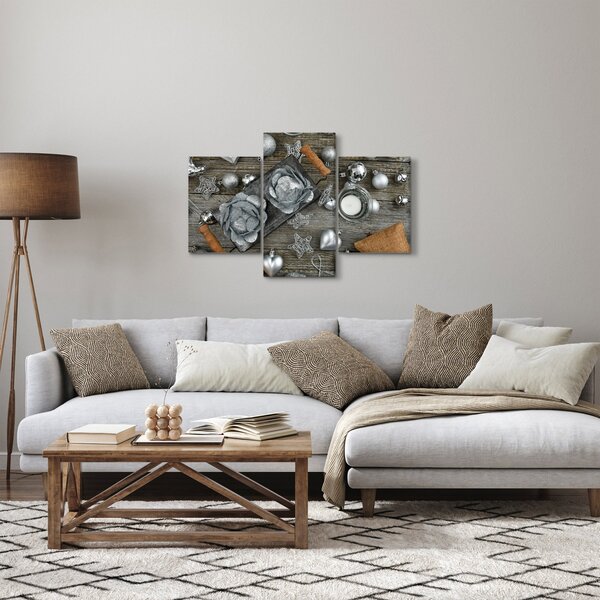 Kép - ezüst karácsonyi dekoráció (90x60 cm)