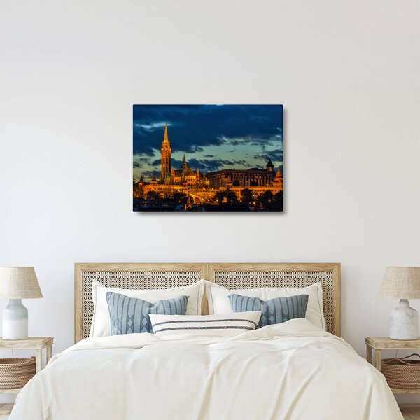 Kivilágított épületek képe (70x50 cm)