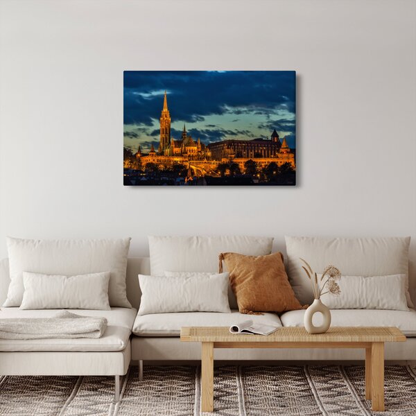 Kivilágított épületek képe (90x60 cm)